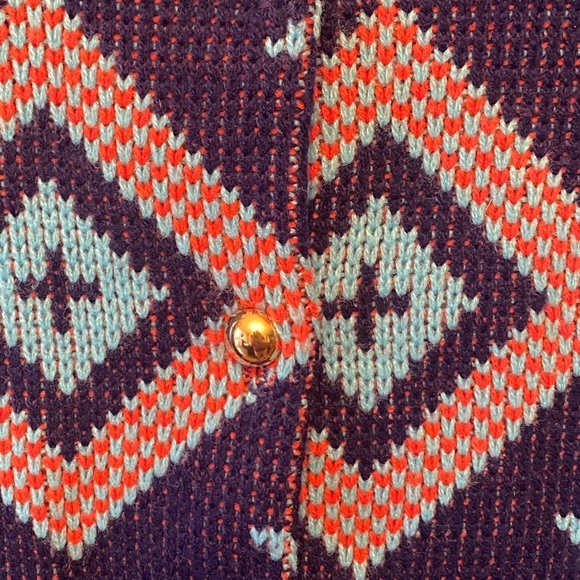 Vintage Geometric Knit Shawl Cardigan Poncho OS - Picture 5 of 6